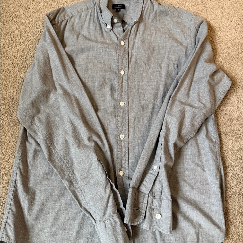 J. Crew Men's Casual Gray Button-Down Shirt